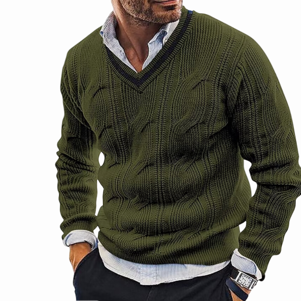 VIGEDON | Pull tricoté pour hommes avec col en V