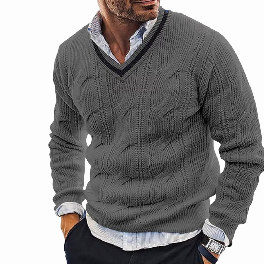 VIGEDON | Pull tricoté pour hommes avec col en V