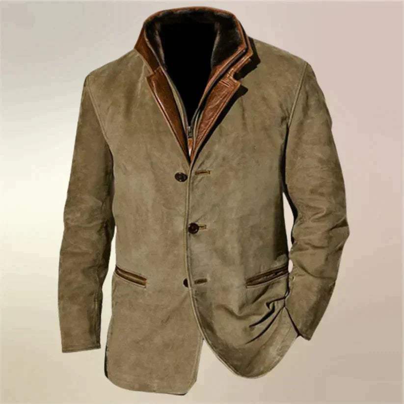 VIGEDON | Veste vintage en daim pour homme avec détails en cuir