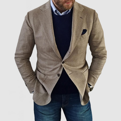 VIGEDON | Cardigan pour hommes avec boutons décontractés, poches et col à revers, unicolore, manches longues