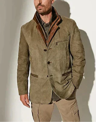 VIGEDON | Veste vintage en daim pour homme avec détails en cuir