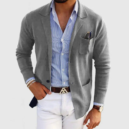VIGEDON | Cardigan pour hommes avec boutons décontractés, poches et col à revers, unicolore, manches longues