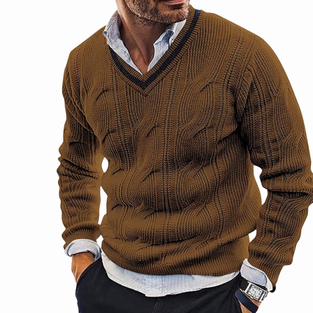 VIGEDON | Pull tricoté pour hommes avec col en V