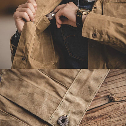 VIGEDON | Veste rustique en toile cirée pour homme, faite à la main
