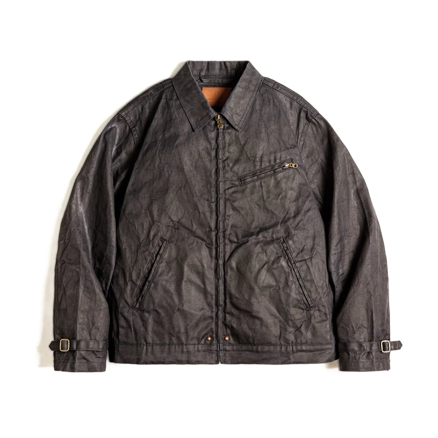 VIGEDON | Veste vintage pour homme en toile cirée - modèle IV avec fermeture éclair et col à revers, coupe courte, coupe cintrée pour le printemps et l'automne