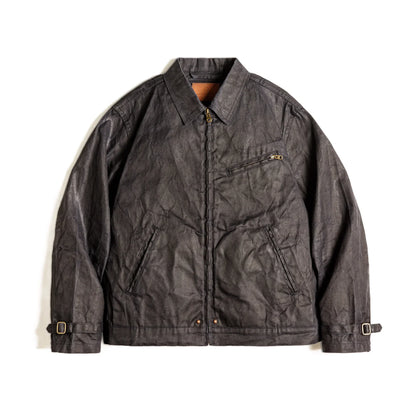 VIGEDON | Veste vintage pour homme en toile cirée - modèle IV avec fermeture éclair et col à revers, coupe courte, coupe cintrée pour le printemps et l'automne