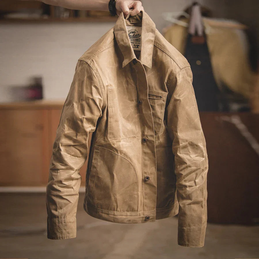 VIGEDON | Veste rustique en toile cirée pour homme, faite à la main