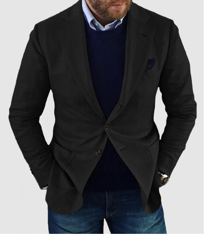 VIGEDON | Cardigan pour hommes avec boutons décontractés, poches et col à revers, unicolore, manches longues