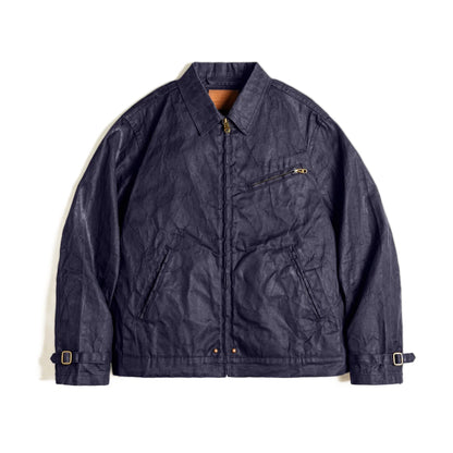 VIGEDON | Veste vintage pour homme en toile cirée - modèle IV avec fermeture éclair et col à revers, coupe courte, coupe cintrée pour le printemps et l'automne